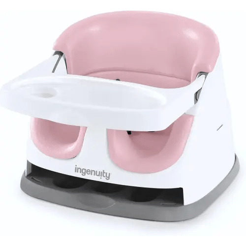 Ingenuity Baby Base 2-in-1 Booster Feeding and Floor Seat with Self-Storing Tray - Peony