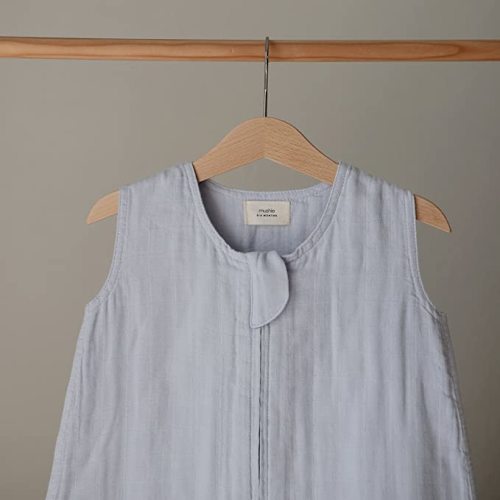 mushie Baby Wearable Blanket | 100% Organic Cotton Muslin | Sleeping Bag for Infants (Baby Blue)