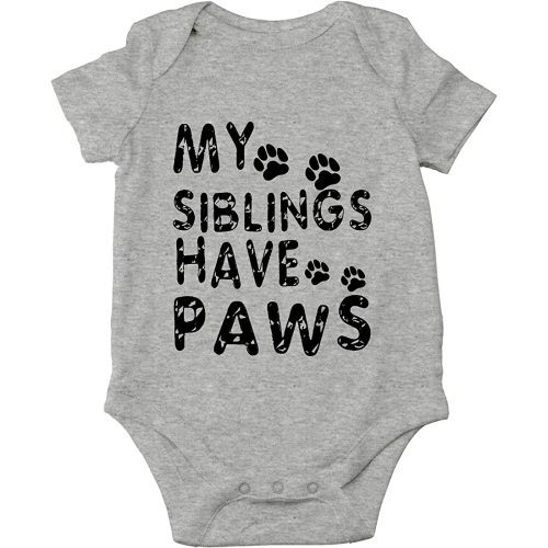 AW Fashions My Siblings Have Paws - Funny Cat and Dog - Animal Lover - Cute One-Piece Infant Baby Bodysuit