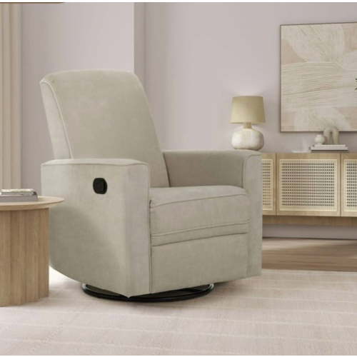 Evolur Raleigh Nursery Glider Recliner and Rocking Chair in Tan, 360° Swivel Motion, Multiple Recline Positions, Easy to Clean, FSC and Greenguard Gold Certified