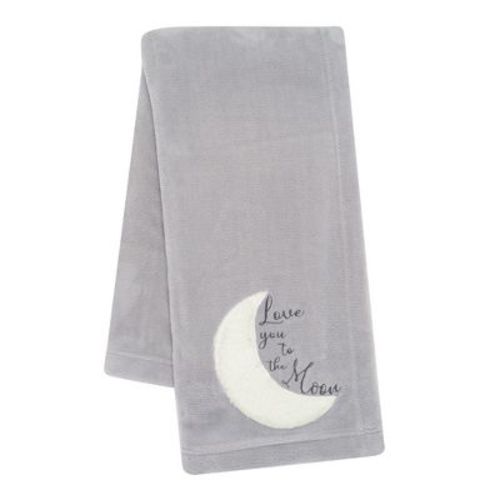 Lambs & Ivy Goodnight Moon Gray Appliqued And Embroidered Fleece Baby Blanket