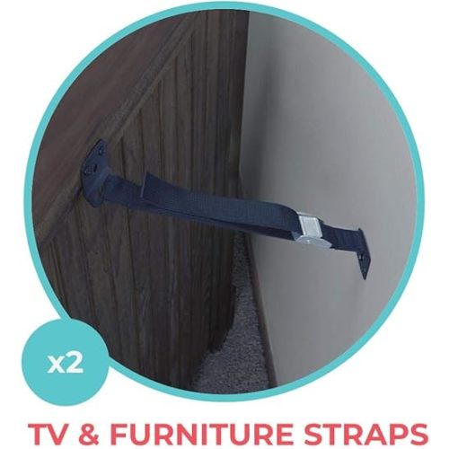 Heavy-Duty Multi-Functional Straps That Help Prevent Furniture Tipping | Baby proofing with Confidence (2-Pack, Black)