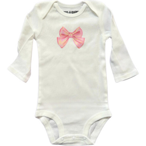 Bow Print Baby Bodysuit, White - Bffs & Babes | Maisonette