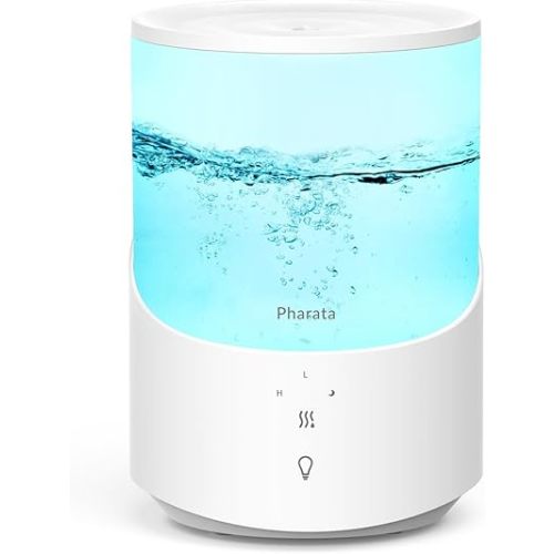 Pharata Humidifiers for Bedroom, Top Fill humidifier for Baby & Plant, 2.5L Cool Mist Essential Oil Diffuser, Air Humidifier for Home and Large Room, Touch Control, White
