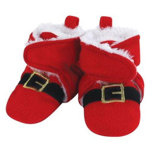 Hudson Baby Infant Baby Cozy Fleece and Faux Shearling Booties, Santa Boots, 0-6 Months
