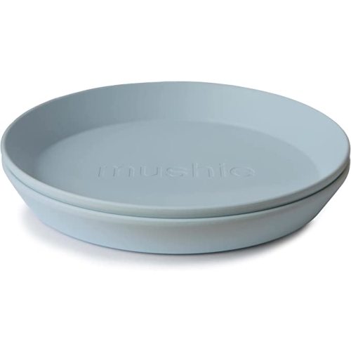mushie Round Dinnerware Plates for Kids | Made in Denmark, Set of 2 (Powder Blue)