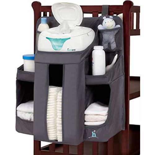 hiccapop Hanging Diaper Organizer for Changing Table, Cribs and Walls, Diaper Stacker and Nursery Organizer | Hanging Storage Caddy Organizer for Baby Essentials |