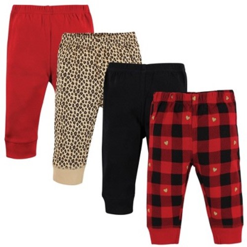 Hudson Baby Girl Cotton Pants, Gold Heart Plaid, 3-6 Months