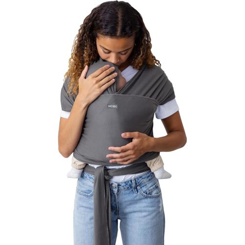 Moby Basics Baby Wrap Carrier for Newborns to Toddlers (8-33lbs), Infant Sling Carrier, Lightweight & Hands Free Design, Adjustable for All Body Types (Everyday Gray)