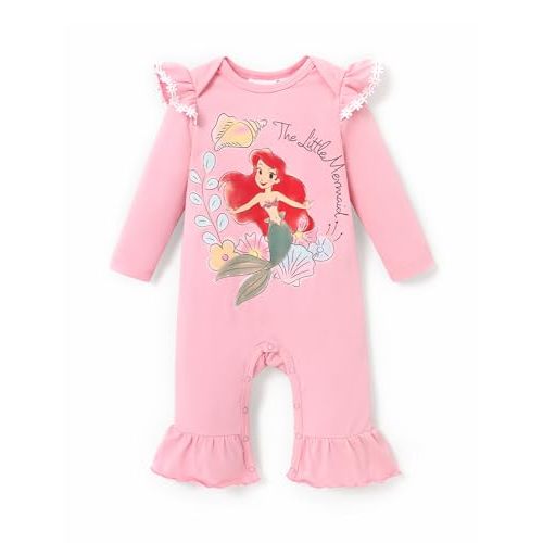 Disney Princess Cinderella Ariel Tiana Minnie Winnie Lion King Baby Girls Boys Ruffle Long Sleeve Romper Newborn to Toddler