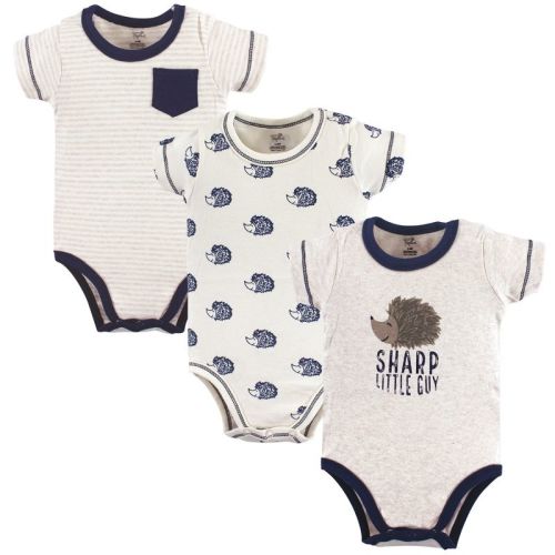 Touched By Nature Baby Boy Organic Cotton Bodysuits 3pk, Hedgehog, 6-9 Months