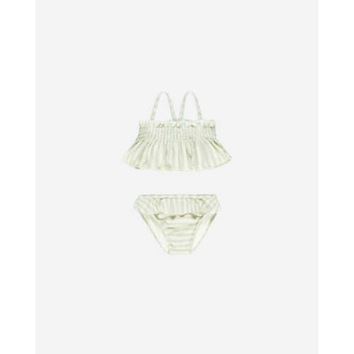 Smocked Ruffle Bikini || Mint Stripe