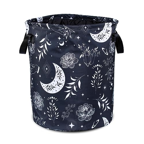 Gothic Moon Laundry Basket Moon Phase Foldable Oxford Cloth Funny Tote Bag Laundry Hamper Clothes Storage Bucket Organizer For Bathroom/Laundry Storage/Bedroom 17.7x13.7 Inch