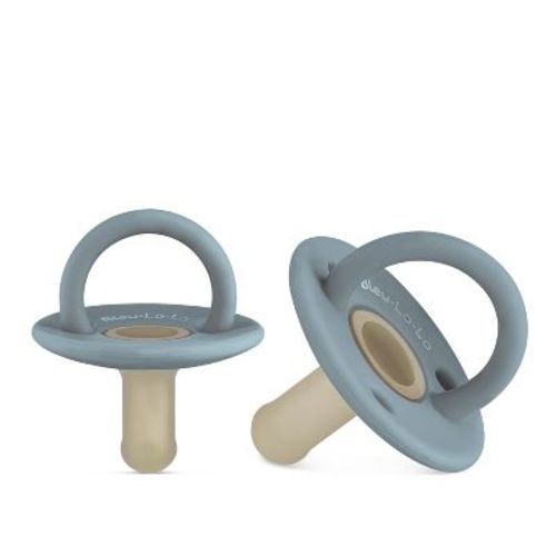 Lulababe Pacifer - Set of Soft Two Tone Pacifier for Newborns Infants and Babies (0-12 Months) - Ash Bleu + Khaki, Stage 1: 0-12m