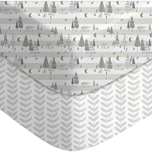 Yoofoss Baby Crib Sheets for Boys Girls, Fitted Crib Sheet 2 Pack for Standard Crib and Toddler Mattress, Super Soft Microfiber Baby Sheet 28x52x8in Forest Bear