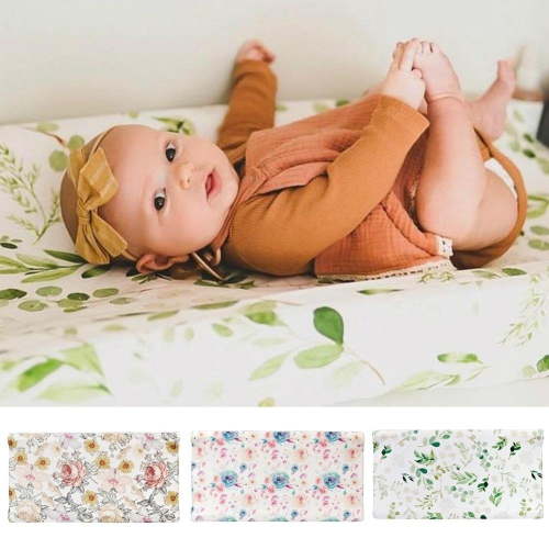 SPRING PARK Baby Floral Diaper Changing Pad Cover Cradle Mattress Sheets Infant Flower Print Mattress