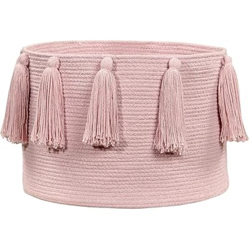 Lorena Canals - Decorative Basket for home storage, nursery, living room, play area, kids' room and much more. Handmade with 100% natural cotton and non-toxic dyes. Pink. Dimensions: 1' x Ø 1' 6''