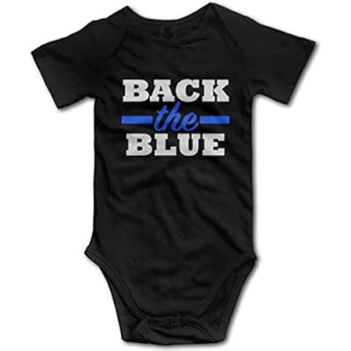 Back The Blue Police Officer Infant Climbing Short Sleeve Onesie,Black,0-6 Months