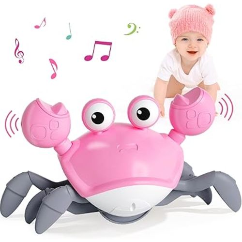 Baby Girl Toys Toddler Gifts: Tummy Time Crawling Crab Baby Toys 6 7 8 9 10 11 12 6-12 9-12 12-18 Months Infant Toddlers Age 1-2 Montessori Musical Toys 1 2 3 Year Old Girls 1st First Birthday Gift