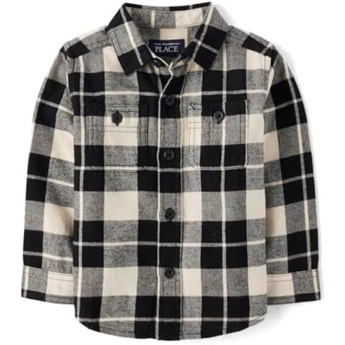 The Children's Place Baby Boys' and Toddler Long Sleeve Plaid Flannel Button Up Shirt