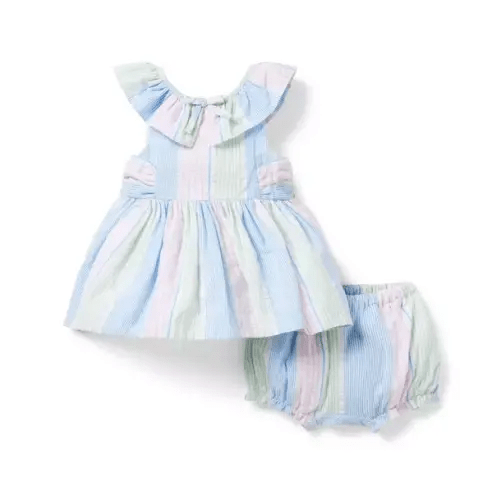 Baby Striped Seersucker Matching Set