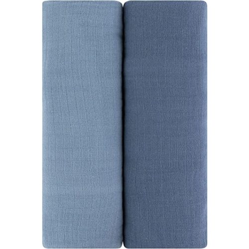 Ely's & Co. Cotton Muslin Swaddle Blanket 2-Pack for Baby Boy — 100% Cotton Muslin Extra-Large Swaddle Blankets (47” x 47”) — Sapphire Blue & Indigo Blue