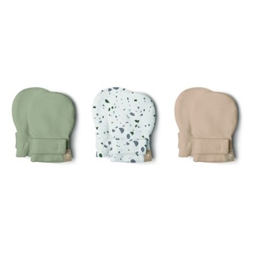 Goumi Stay On 3-Pack Mitts - Moss + Terrazzo + Sandstone 0-3M