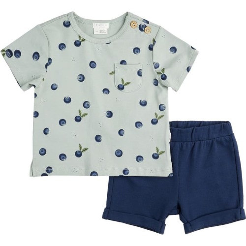 Baby Blueberry Print T-Shirt & Shorts Set, 6-9M, Blue Light