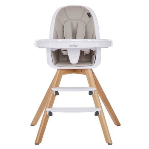 Evolur Zoodle 2 In 1 Baby High Chair, Easy To Clean, Removable Tray, Compact And Portable Convertible High Chair For Babies And Toddlers, Light Grey