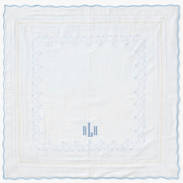 Monogrammed Organic Muslin Baby Blanket