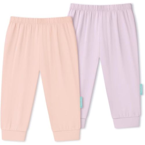 PurComfy Supersoft Baby Pants, 2-Pack Premium Bamboo Viscose Jogger Pants, Elastic Waist, Unisex 0-24 Months