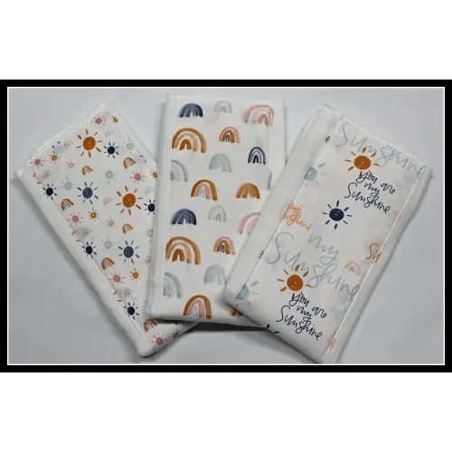 Rainbow Baby Burp Cloth Set – Cotton Burpies, Shower Gift (3 pk)