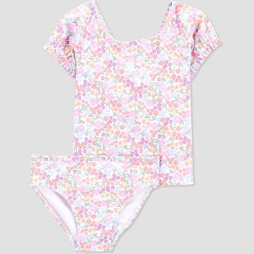 Carter's Just One You® Toddler Girls' Ruffle Ditsy Floral Printed Tankini Set - Pink/White