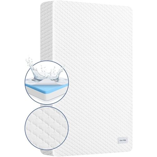 38’’x24’’ Mini Crib Mattress, Dual-Sided Waterproof Breathable Hypoallergenic, Premium Memory Foam & High Density Foam, Portable Travel Crib Mattress, Fits Mini and Portable Cribs, White