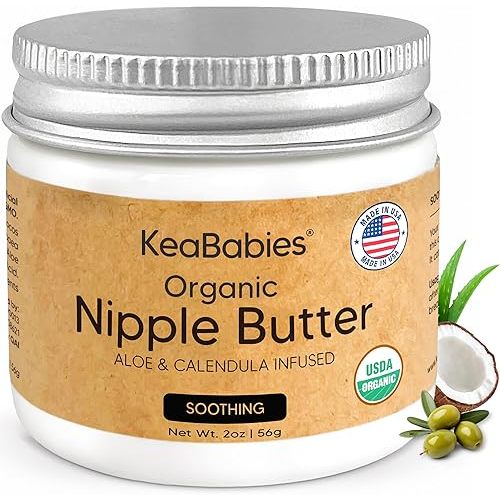 Organic Nipple Butter for Cracked, Sore, Relief - Nursing Nipple Cream Safe for Breastfeeding, 100% Natural Clean Breast Cream, Non Lanolin Balm, Mom Postpartum Breastfeeding Essentials,2oz (Soothing)