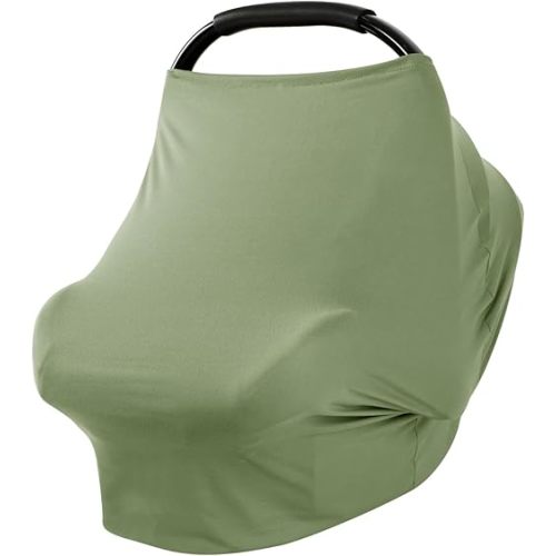 TANOFAR Car Seat Cover for Baby, Multi-Use Cover Carseat Canopy, High Stretchy & Breathable Infant Carseat Cover, Shower Gifts for Unisex Boys and Girls (Green)