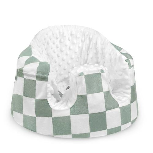 DILIMI Minky Seat Cover Compatible with Bumbo Seat, Removable Ultra Soft Comfortable Warm Seat Slipcover for Baby Girl and Boy, Green Checkered