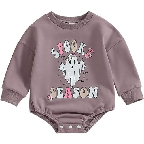 Engofs Newborn Baby Girl Boy Halloween Outfit Pumpkin Sweatshirt Romper Long Sleeve Bodysuit Tops Fall Winter Clothes