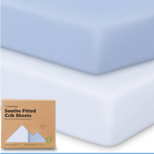 KeaBabies 2-Pack Organic Crib Sheets for Boys, Girls - 52x28 Fitted Crib Mattress Sheet Neutral, Breathable Jersey Cotton Cover for Baby Bed, Toddler Mattress, Soft & Cute Prints (Blue Flax)