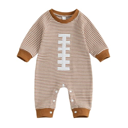 CEHEDDO Newborn Baby Boy Football Outfit Rugby Romper Striped Long Sleeve Jumpsuit One Piece Bodysuit Fall Winter Clothes