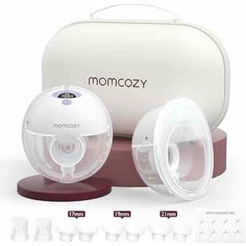 Momcozy Breast Pump Hands Free M5, Wearable Breast Pump of Baby Mouth Double-Sealed Flange with 3 Modes & 9 Levels, Electric Breast Pump Portable - 24mm, 2 Pack Lilac