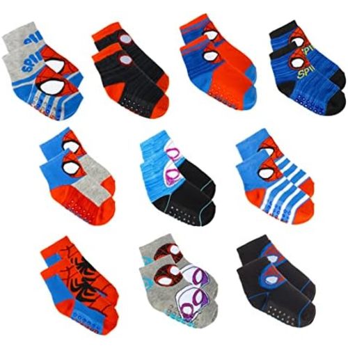 Marvel Spiderman Grip Socks, 10 Pack, Toddler Boys, Ankle Length, Multicolor, Small