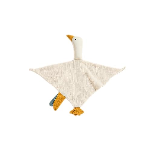 FOMAISELF Baby Loveys Security Blankets Cotton Muslin Soft Lovie Cuddly Lovies for Infants Unisex Boy Girls, Cuddle Goose White