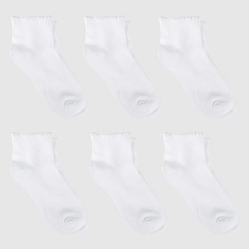 Girls' Casual Ankle Socks 6pk - Cat & Jack™ White, Size: S