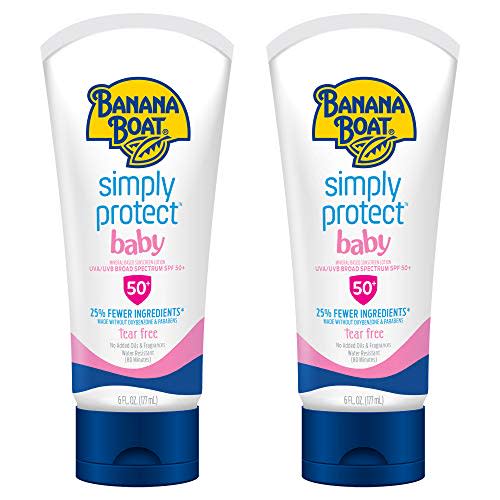 Banana Boat Baby 100% Mineral Sunscreen Lotion SPF 50 Twin Pack - Oxybenzone Free, 6oz Each