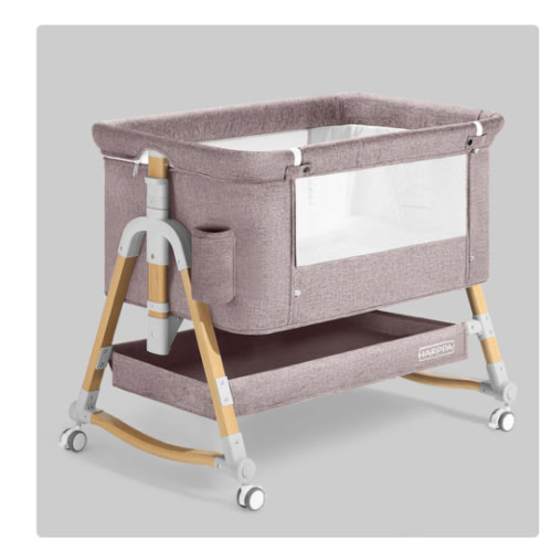 HARPPA Cuddly 3-in-1 Baby Bassinet Bedside Sleeper for Reflux | Attaches to Bed, Adjustable 5 Heights, Non-Toxic & CPSC Certified | Sturdy Aluminum Frame, Portable Wheels, Tool-Free Setup, Gentle Rocking | Perfect for Newborns, Infants, Small Spaces & Saf