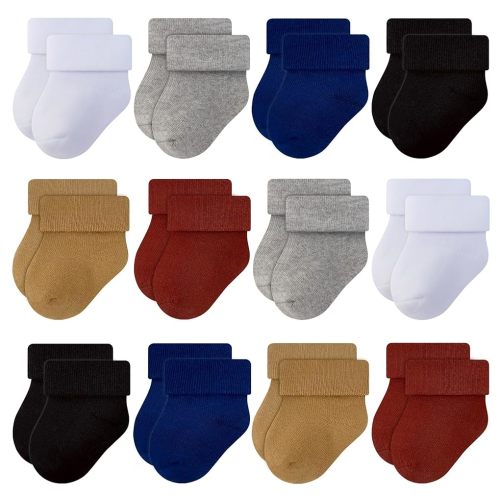RATIVE Newborn Baby Socks 0-6,6-12 Months Terry Turn Cuff Socks for Boys Girls