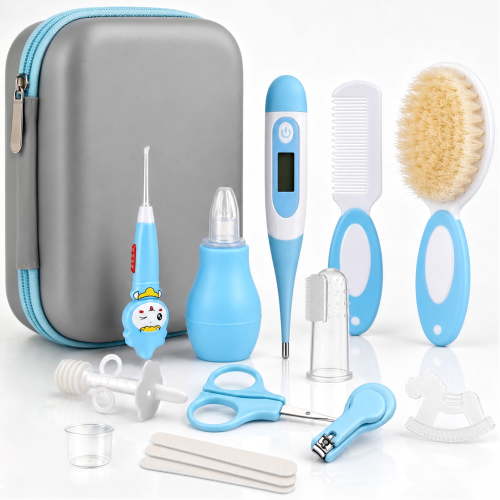 Anpro Baby Grooming Kit, 15PCS Infant Health Care and Hygiene Kit, Newborn Nail Clipper, Brush, Comb, Nasal Aspirator