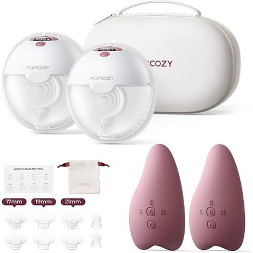 Momcozy M5 Breast Pump & A1 Lactation Massager Combo -Wearable Breast Pump with Double-Sealed Flange (3 Modes/9 Levels) + 2-in-1 Lactation Massager (Heat & Vibration) for Clogged Ducts & Milk Flow