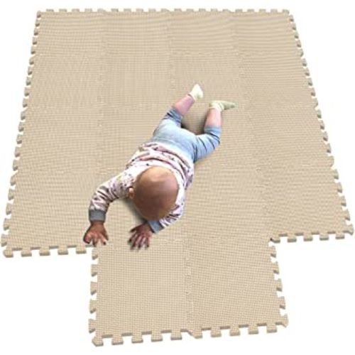 MQIAOHAM® Children Puzzle mat Play mat Squares Foam Play mat Tiles Baby mats for Floor Puzzle Puzzle mat Childrens Soft Play mats Girl playmat Carpet Interlocking Foam Floor mats for Baby Beige 110